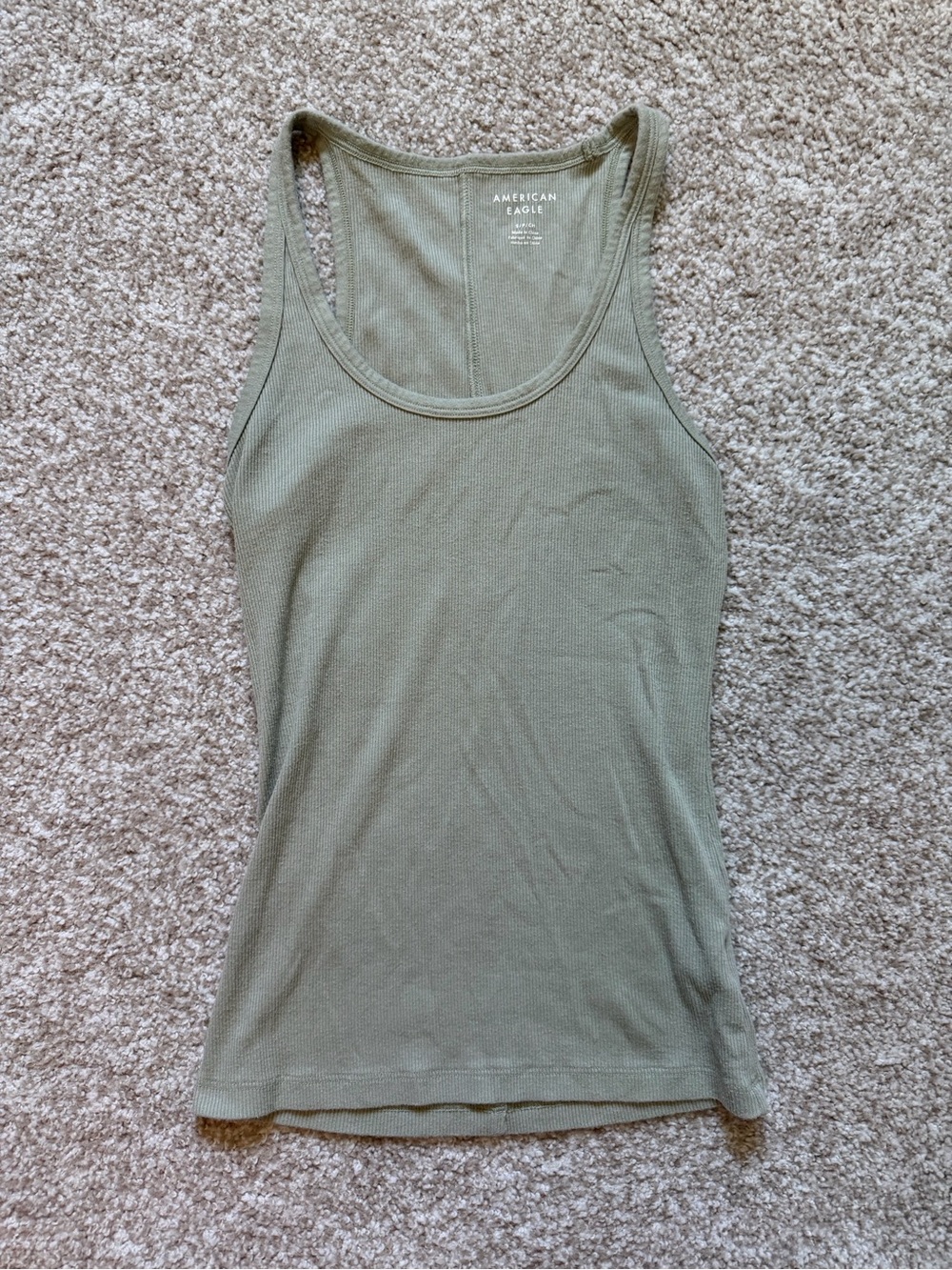American Eagle Outfitters Olive Ribbed Scoop Neck Tank